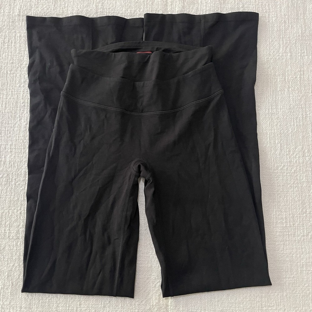 Spanx Black Double Layer Waistband Cropped Shaper Leggings Womens‎ Small EUC